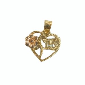 Vintage 14 Karat Gold Sweet 15/Quinceañera Heart Charm/Pendant